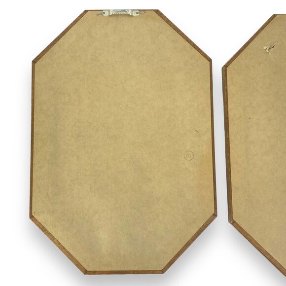 Kathleen Casey 1980s Framed Pictures Boy Girl‎ Hexagon 2 PC Vintage Decor A18G - Picture 7 of 12